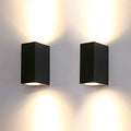 HLFVLITE Outdoor Wall Light – 2 Pack Black IP44 Up Down Aluminum Sconce
