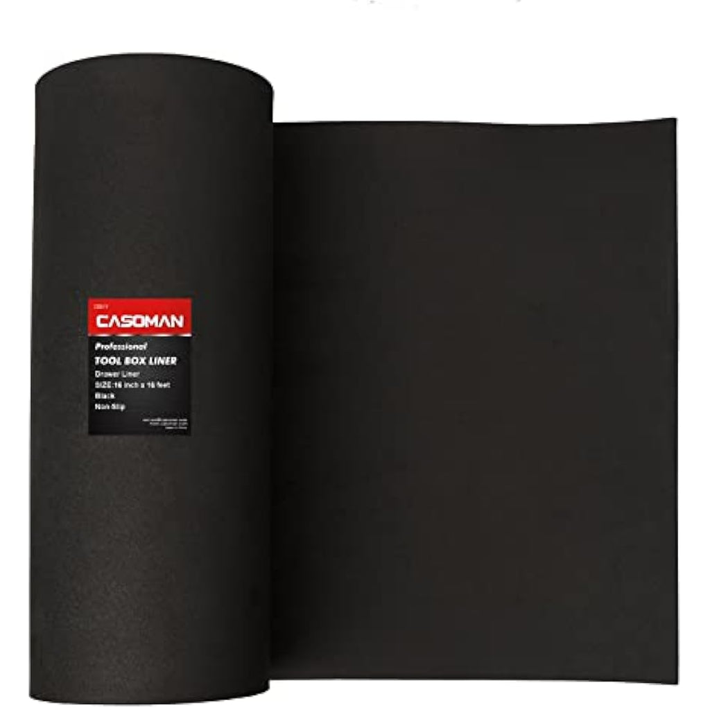 CASOMAN Non-Slip Tool Box Liner – 16" x 16' Black EVA Foam Drawer Mat