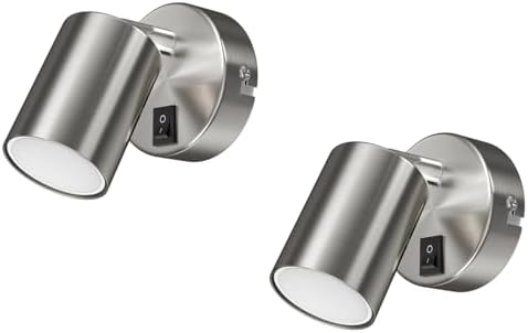 ledscom.de WAIKA LED Wall Spotlight - 2 Pack Dimmable Reading Light Chrome