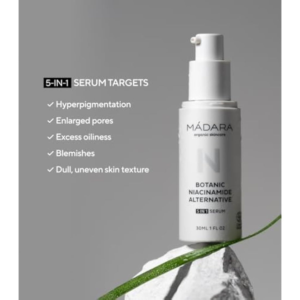 MÁDARA Organic Botanic 5-in-1 Serum – Natural Niacinamide Alternative, 30ml