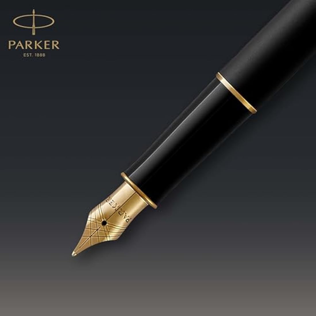 Parker Sonnet Fountain Pen – Matte Black Lacquer with Gold Trim, Fine Nib