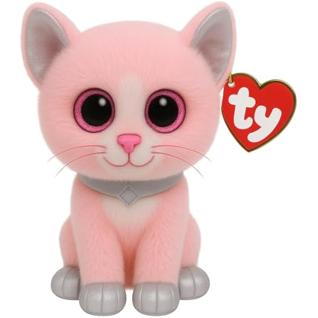 TY Beanie Buddy Fiona Pink Cat Plush - 24 CM Collectible Stuffed Animal