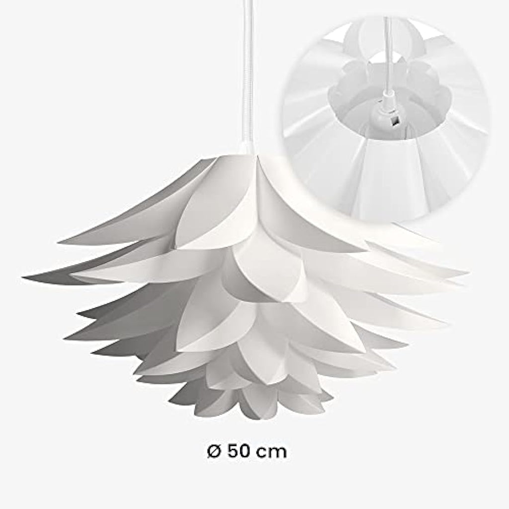 kwmobile Lotus Flower DIY Puzzle Pendant Lamp Shade - White, 20 Inch
