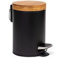 Kazai 3L Bathroom Pedal Bin | Soft Close Bamboo Lid | Matte Black