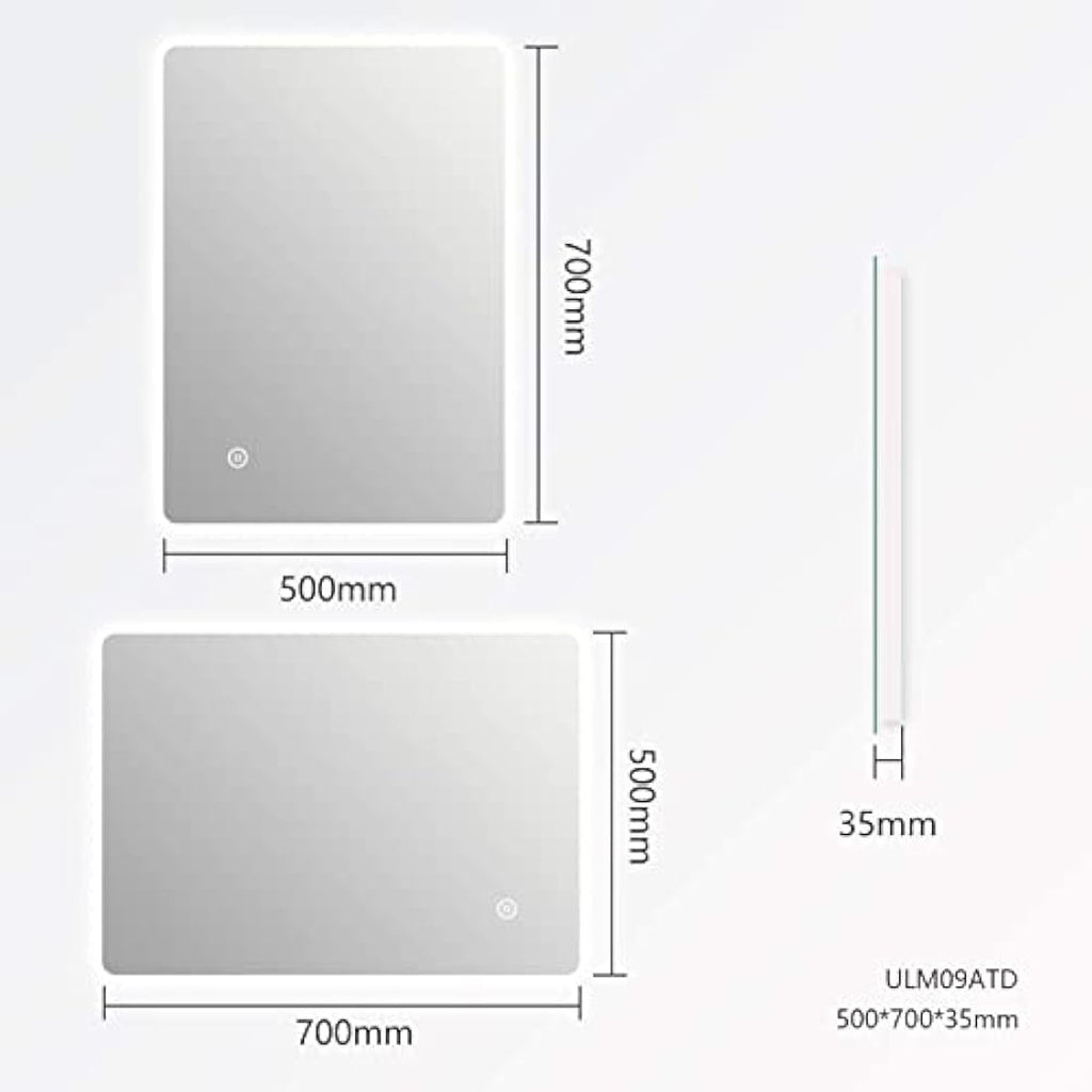 EMKE LED Bathroom Mirror 500x700mm - Anti-Fog Wall Mounted Touch Sensor