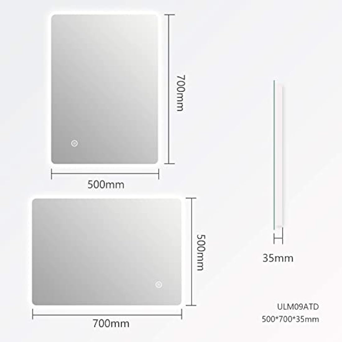EMKE LED Bathroom Mirror 500x700mm - Anti-Fog Wall Mounted Touch Sensor