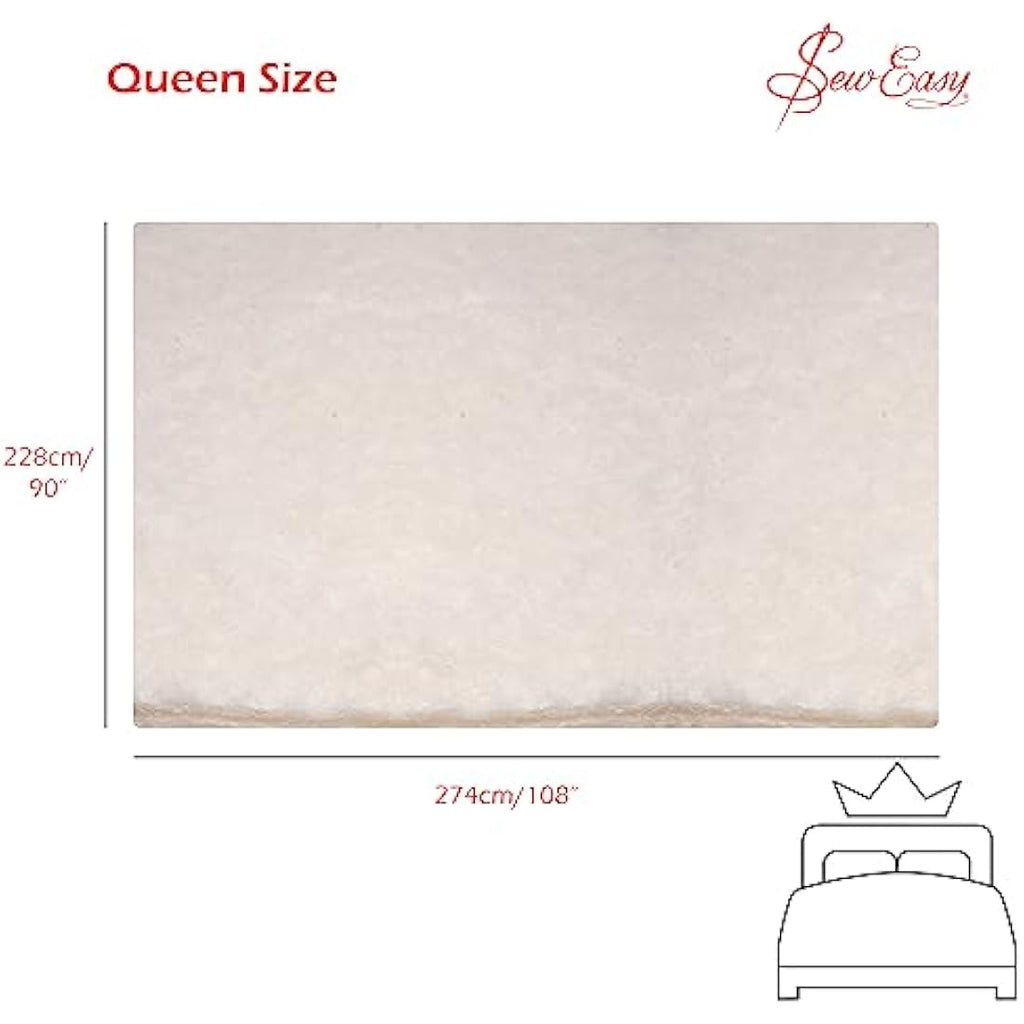 Sew Easy Cotton Polyester Quilting Batting - Queen Size Wadding 90x108"