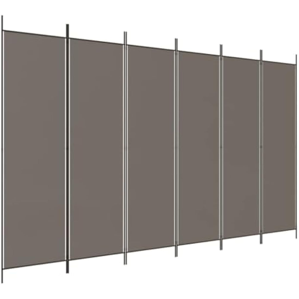 vidaXL 6-Panel Room Divider – Foldable Anthracite Fabric – 300x200 cm