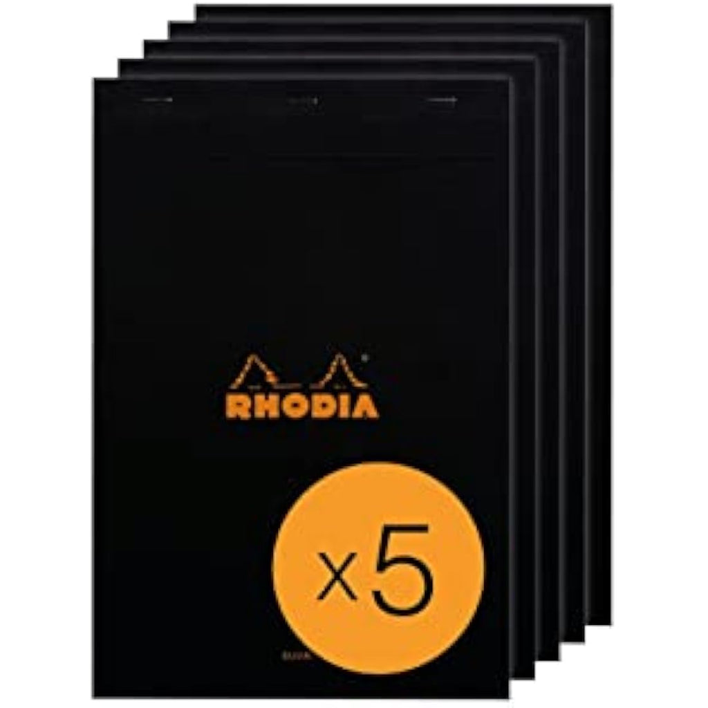Rhodia N°19 Stapled Notepad – A4+ Plain White Clairefontaine Paper – 5 Pack