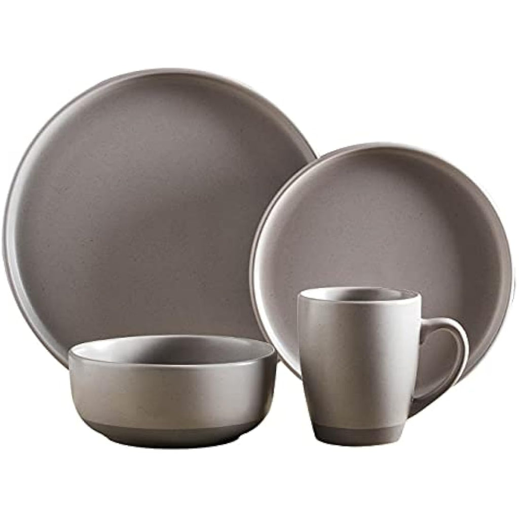 Barbary & Oak Avena 16 Piece Stoneware Dinnerware Set | Fossil Grey