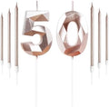 Rose Gold 50th Birthday Candles – Number 50 Cake Topper Set
