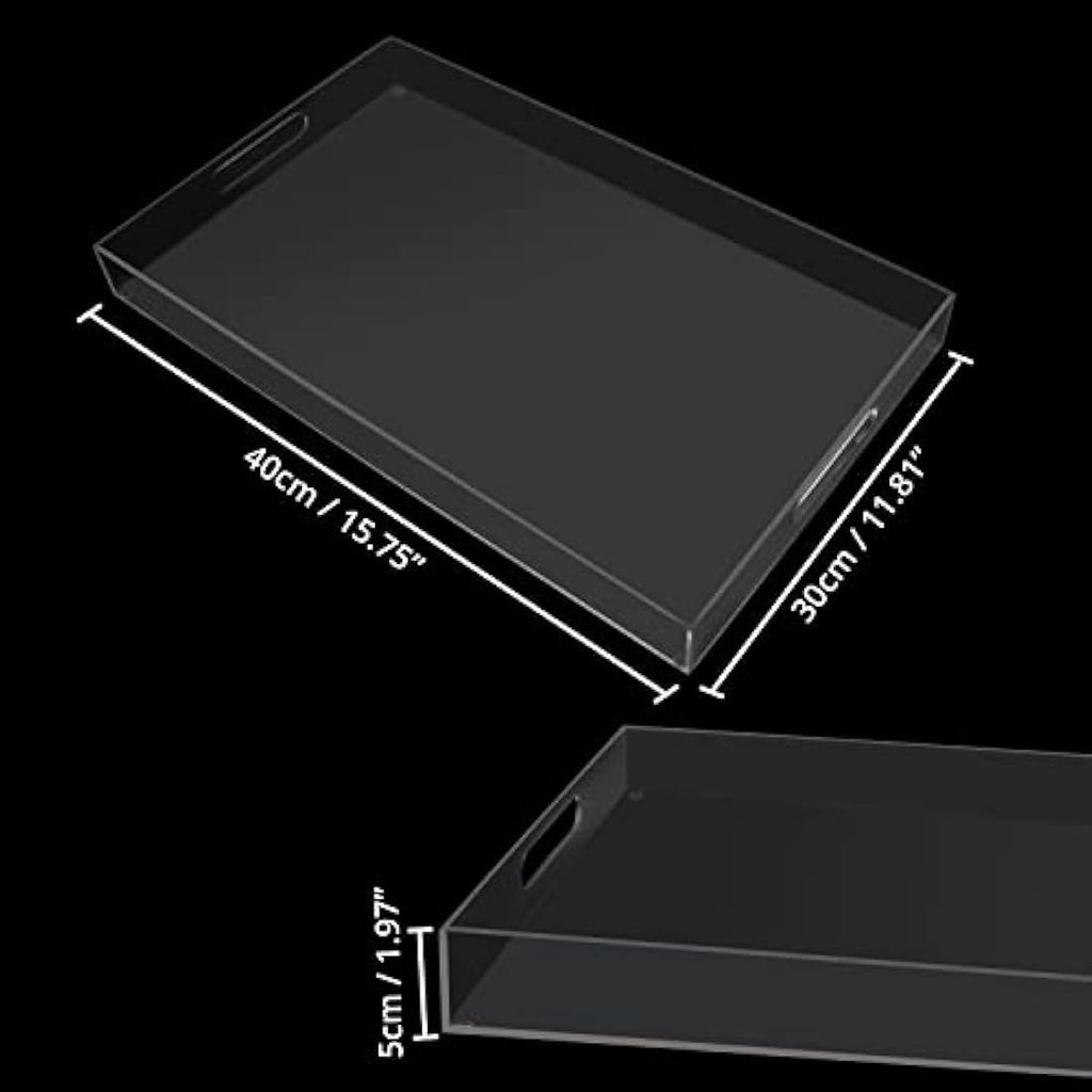 Kurtzy Clear Acrylic Serving Tray with Handles – Large 40x30cm Platter