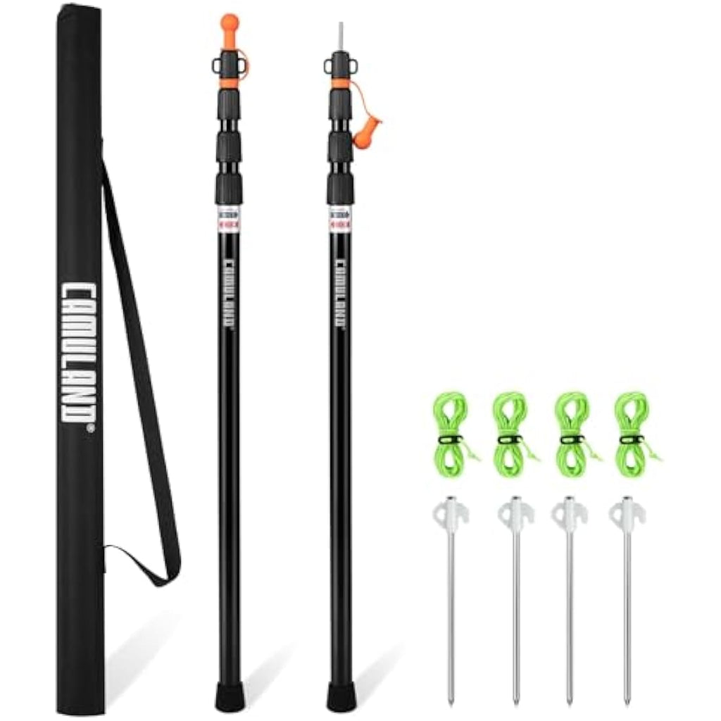 CAMULAND Telescoping Tent Poles | 110" Heavy Duty Aluminum Tarp Poles - 2PK