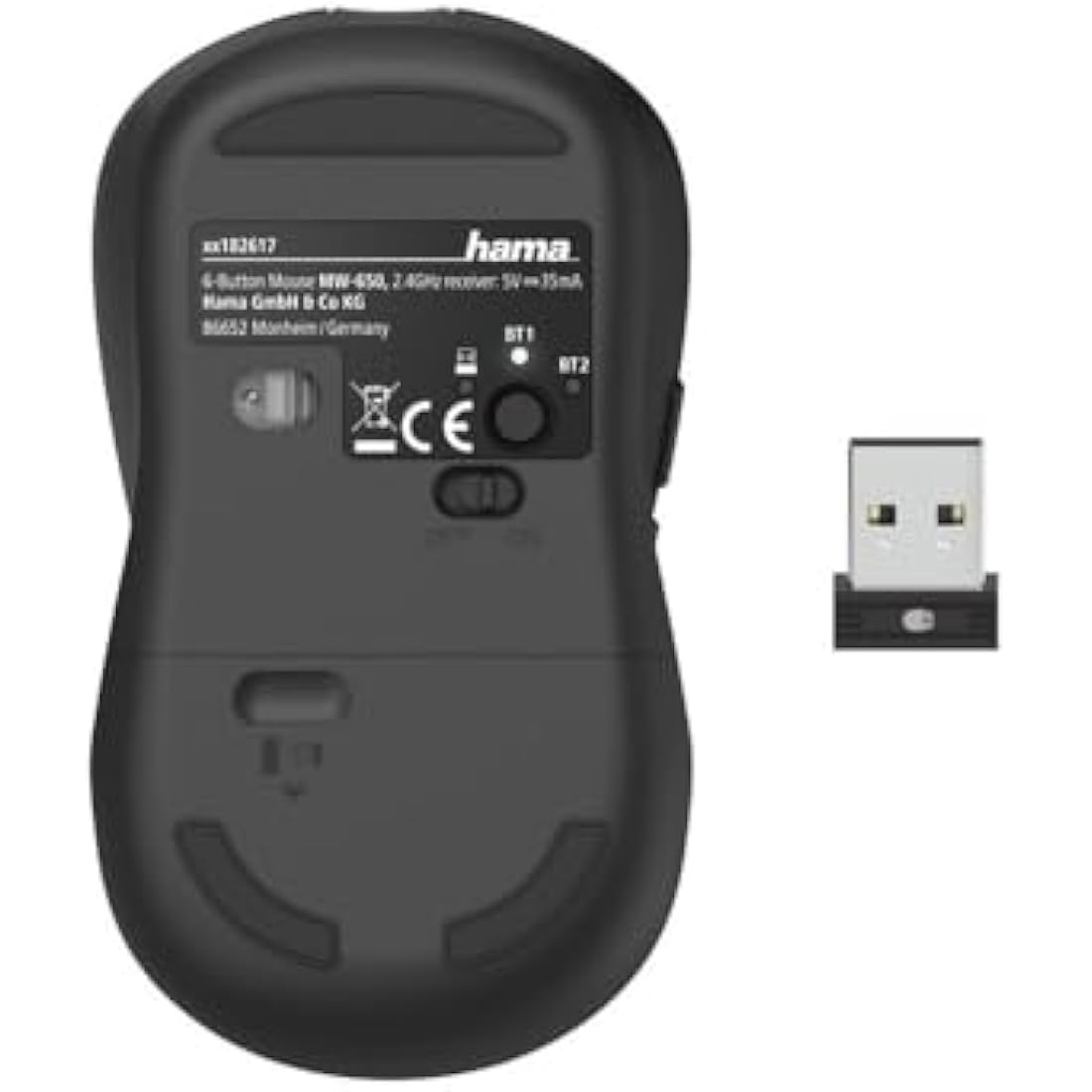 Hama MW-650 Wireless Optical Mouse | 6-Button Multi-Device Bluetooth – Black