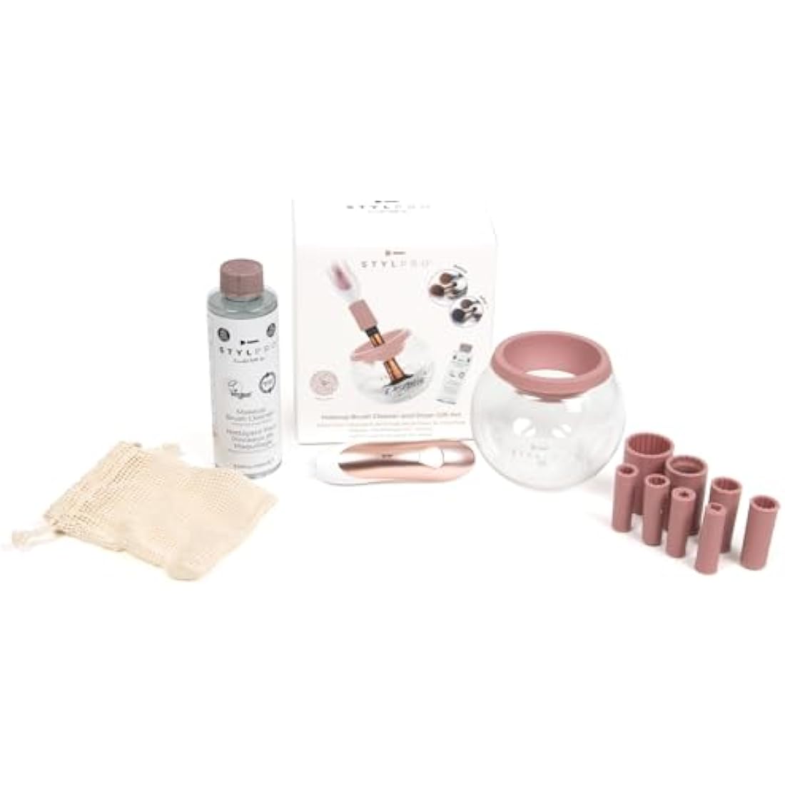 STYLPRO Electric Makeup Brush Cleaner and Dryer Kit – Rose Gold