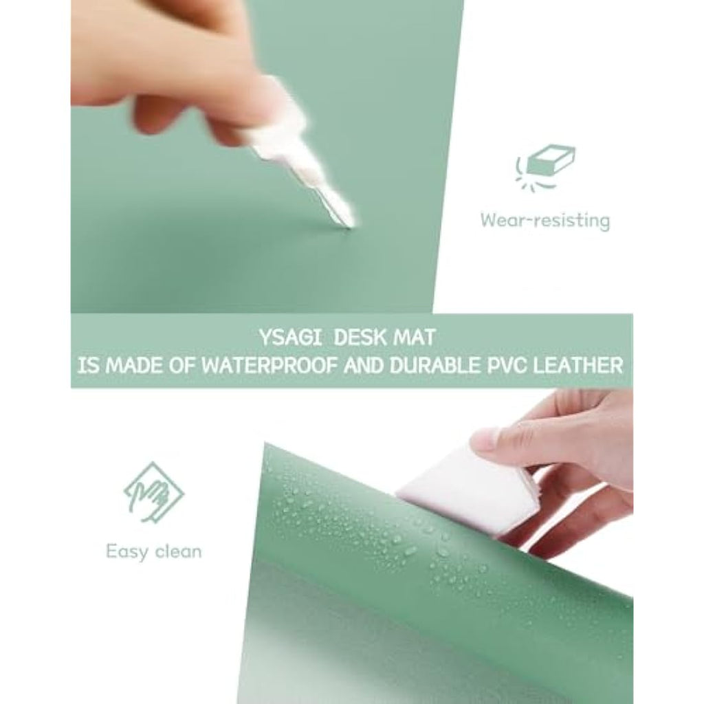 YSAGi Leather Desk Pad – Waterproof Non-Slip Office Writing Mat, Light Green