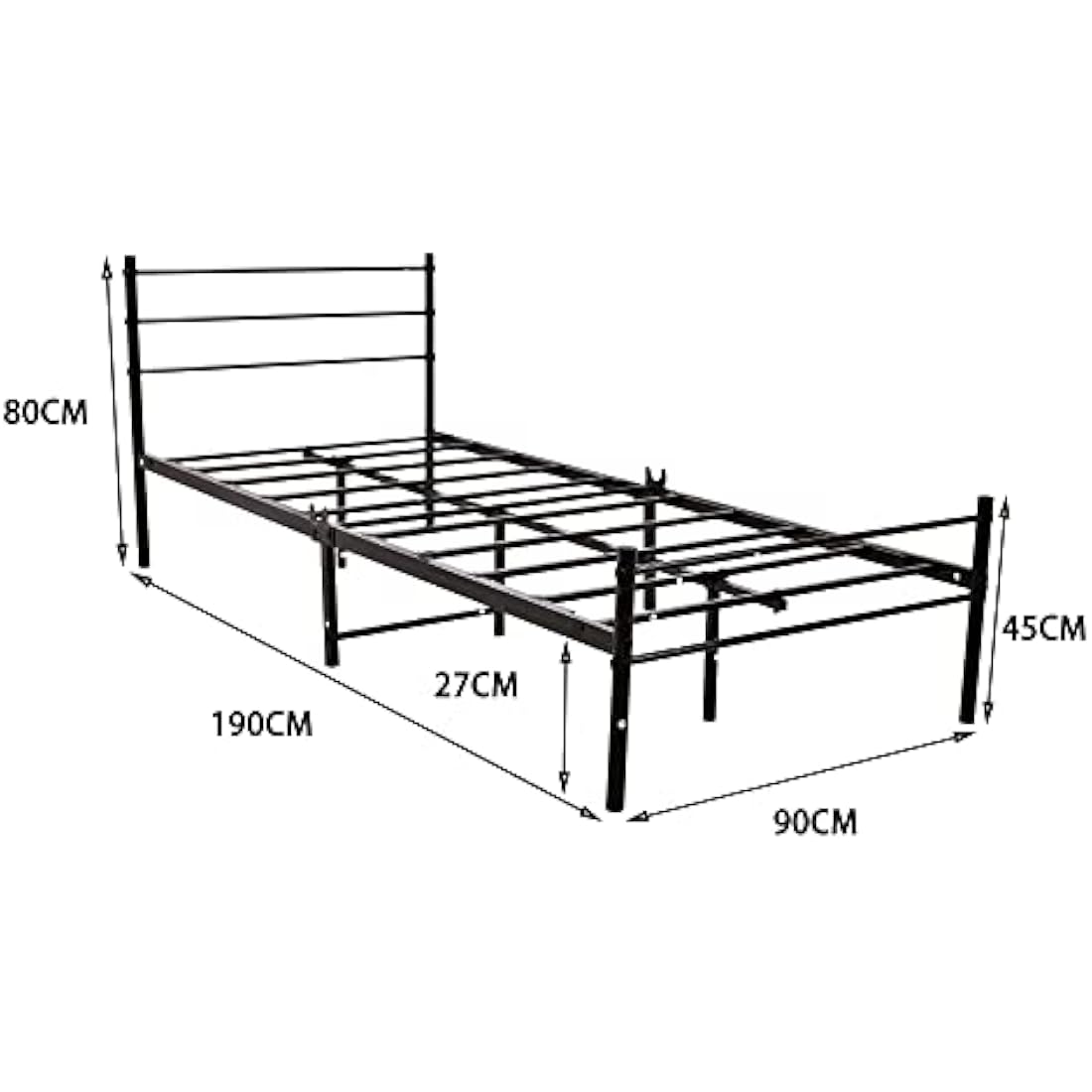 Diahomy 3ft Single Metal Platform Bed Frame with Headboard - Black
