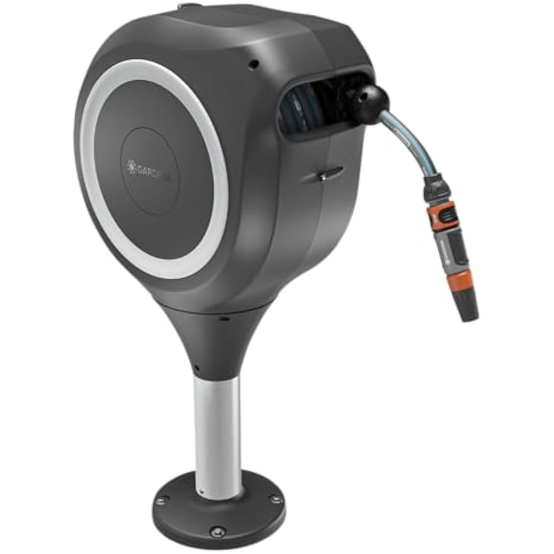 Gardena RollUp S Patio Hose Box – 15m Automatic Retractable Reel, White