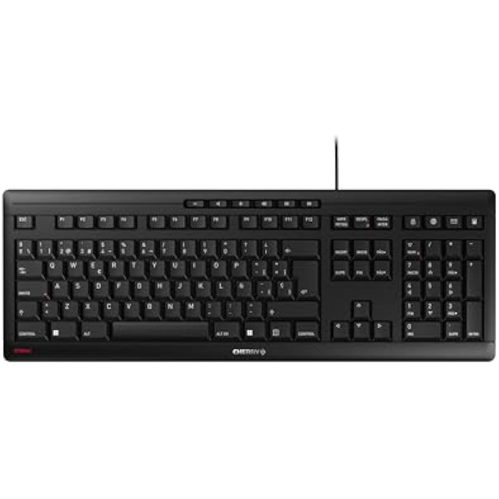 CHERRY STREAM Wired Keyboard – Spanish QWERTY – Whisper-Quiet Black