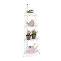 Relaxdays Metal Plant Stand – 4-Tier Foldable Corner Flower Rack, White