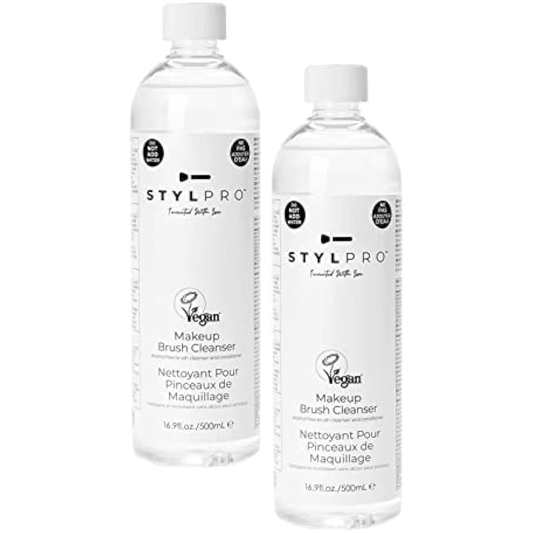 STYLPRO Makeup Brush Cleanser – 2x 500ml Vegan & Alcohol-Free Liquid