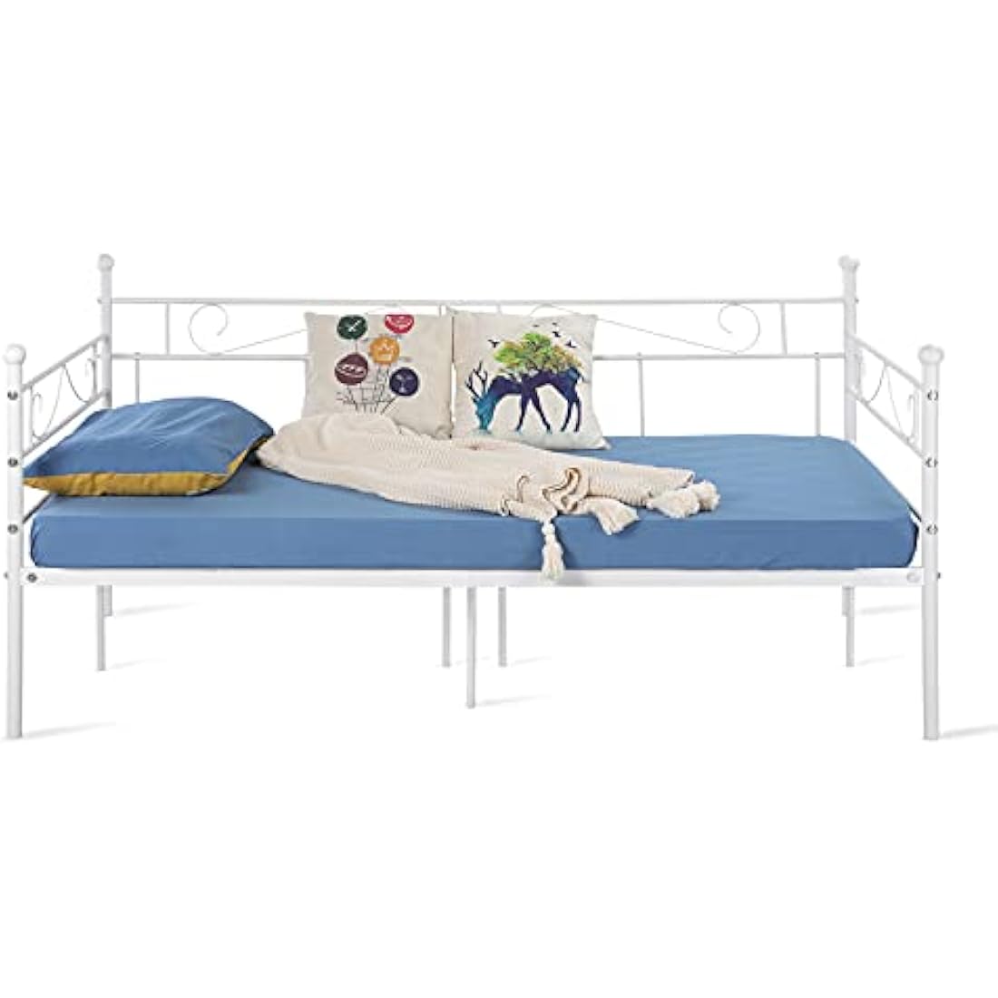 Jolof Store Modern Metal Daybed Frame | Twin Platform Bed Base, White