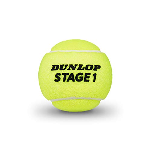 Dunlop Stage 1 Green Tennis Balls for Kids and Beginners – 60 Ball Bucket