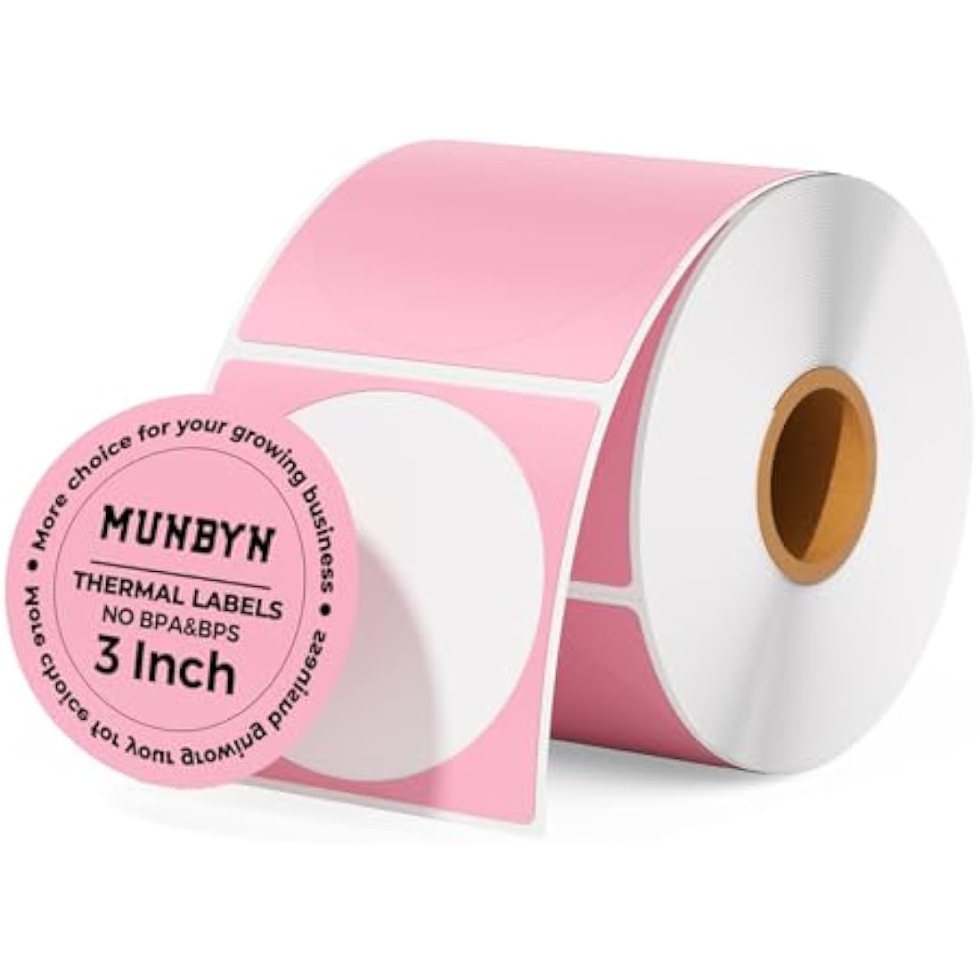 Munbyn 3" Pink Circle Thermal Sticker Labels | 500 Round Self-Adhesive Roll