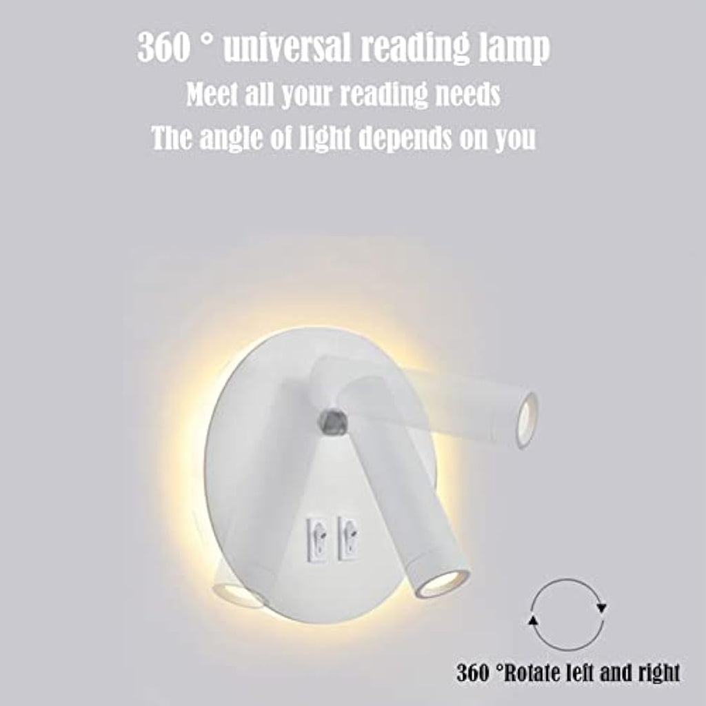 uksunvi LED Bedside Reading Wall Lamp – Adjustable 12W Sconce, White