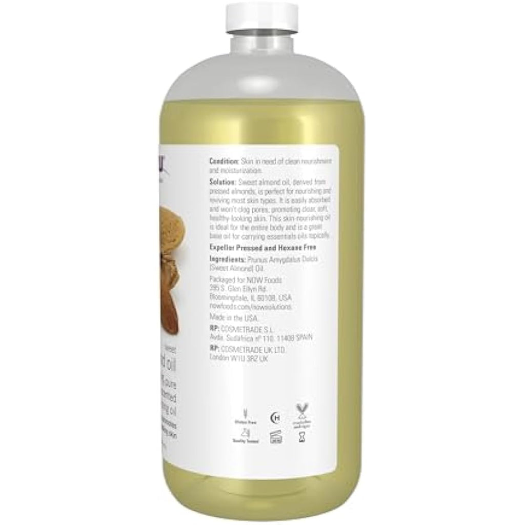 NOW Solutions Sweet Almond Oil - 100% Pure Natural Moisturizer - 32 oz
