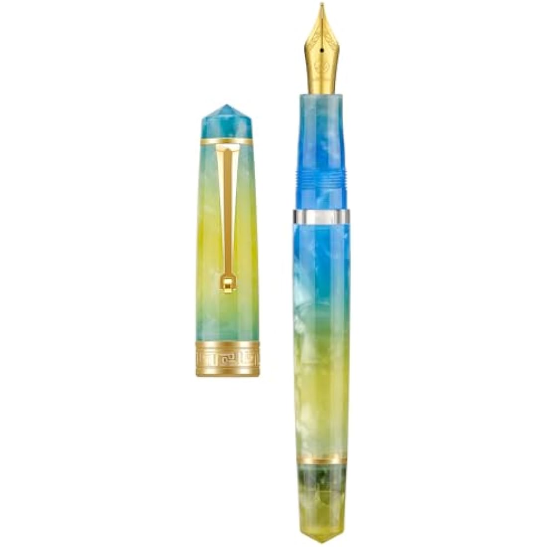 Asvine P20 Piston Fountain Pen – Gradual Yellow Resin, Fine Nib