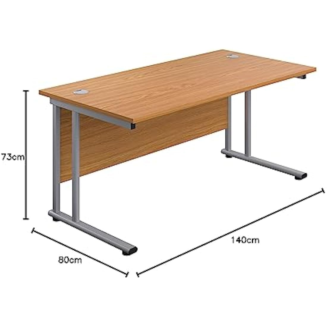 Office Hippo Bürotisch – Freitragender Schreibtisch, Eiche, 140x80cm