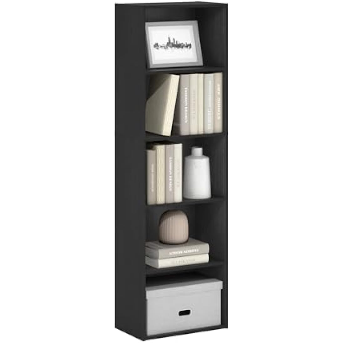 Furinno Luder 5-Tier Open Shelf Bookcase – Blackwood Storage Rack