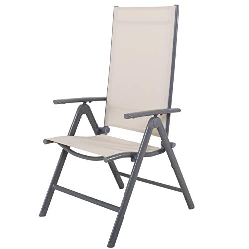 Chicreat Korfu Aluminium Folding Garden Chair – 8-Position, Beige