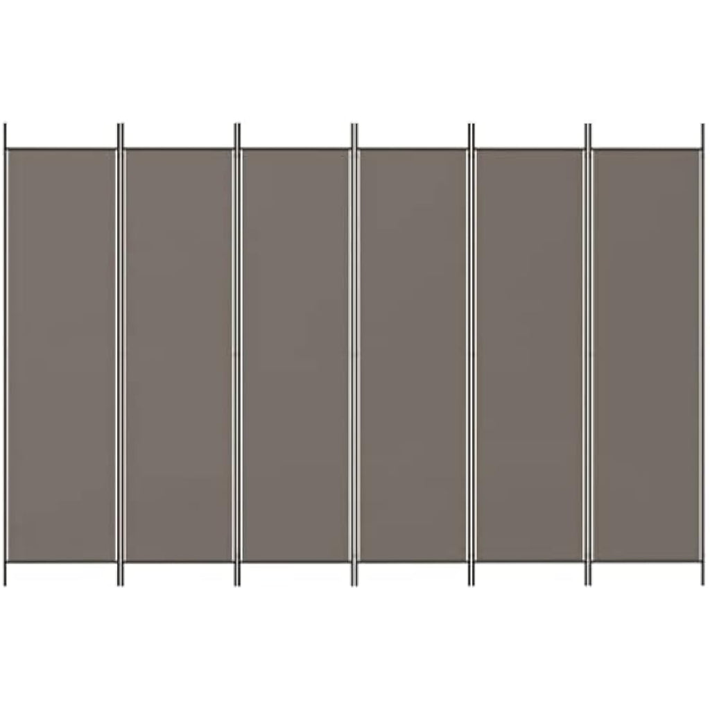 vidaXL 6-Panel Room Divider – Foldable Anthracite Fabric – 300x200 cm