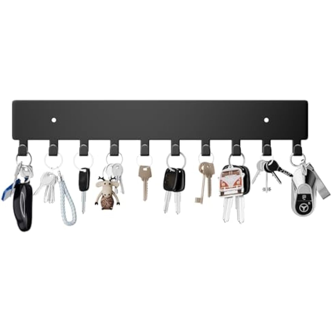 Key Holder for Wall – 10 Metal Hooks, Matte Black Key Rack