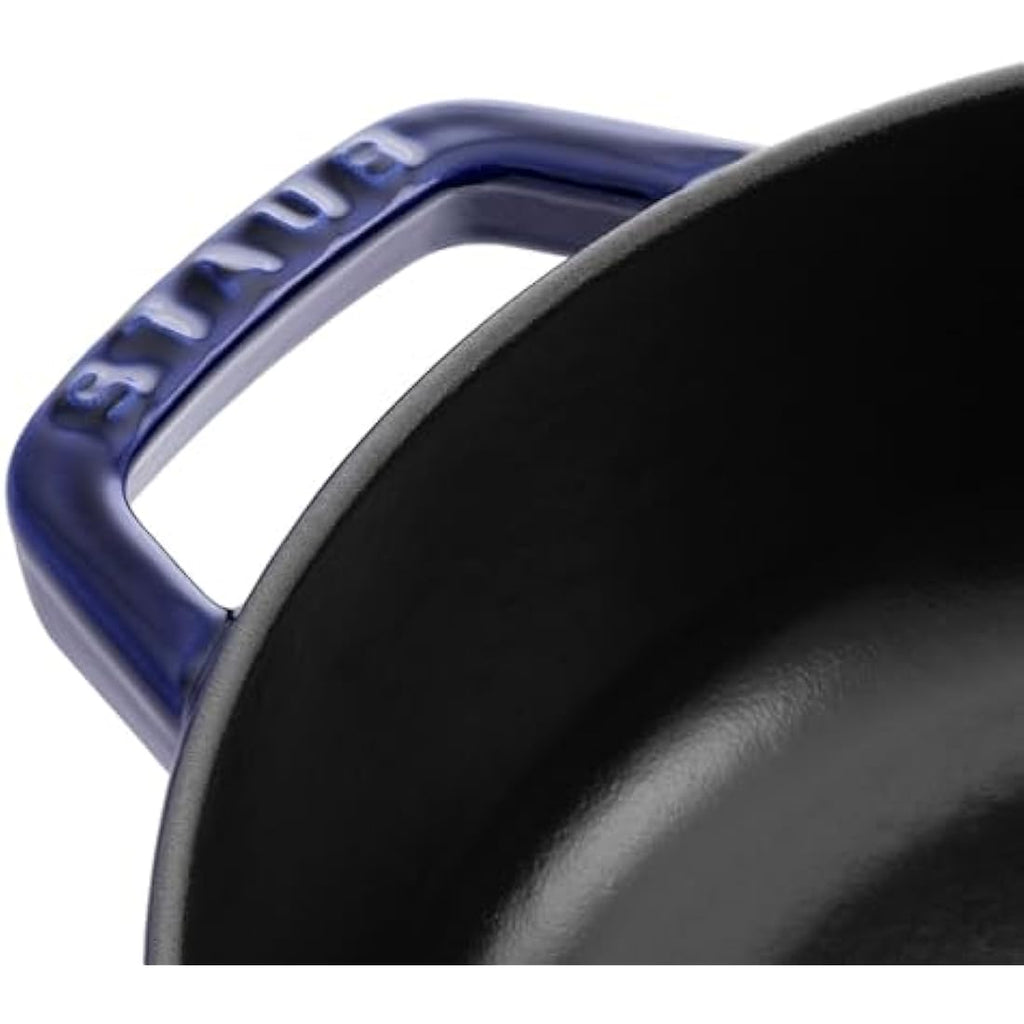 Staub Cast Iron Chistera Sauté Pan - Dark Blue Enamelled Cocotte, 28 cm