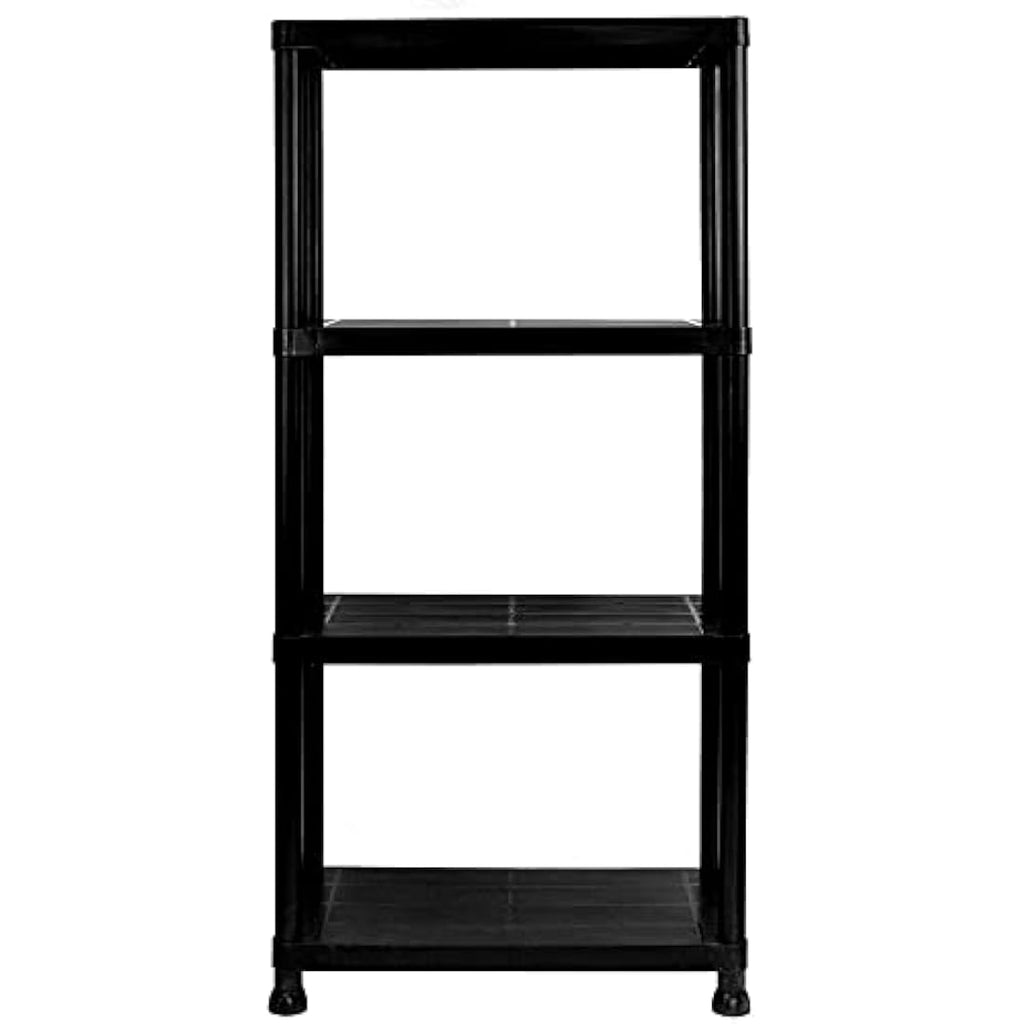 TAHA 4 Tier Black Plastic Garage Shelving Unit - 133x60x30cm