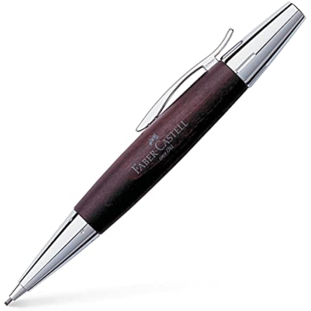 Faber-Castell E-Motion Pearwood & Chrome 1.4mm Twist Pencil – Dark Brown