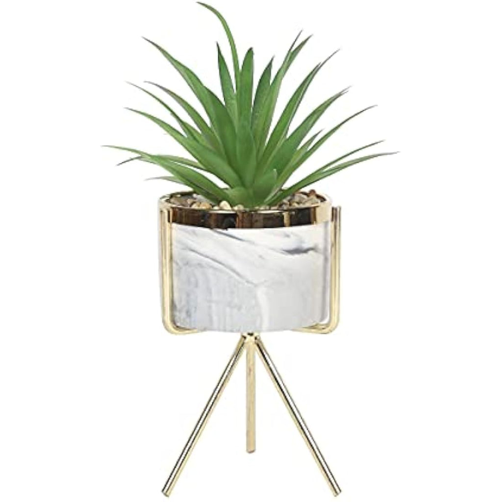 Jolof Store Faux Succulent Plant – Green Leaf Marble Stand Decor