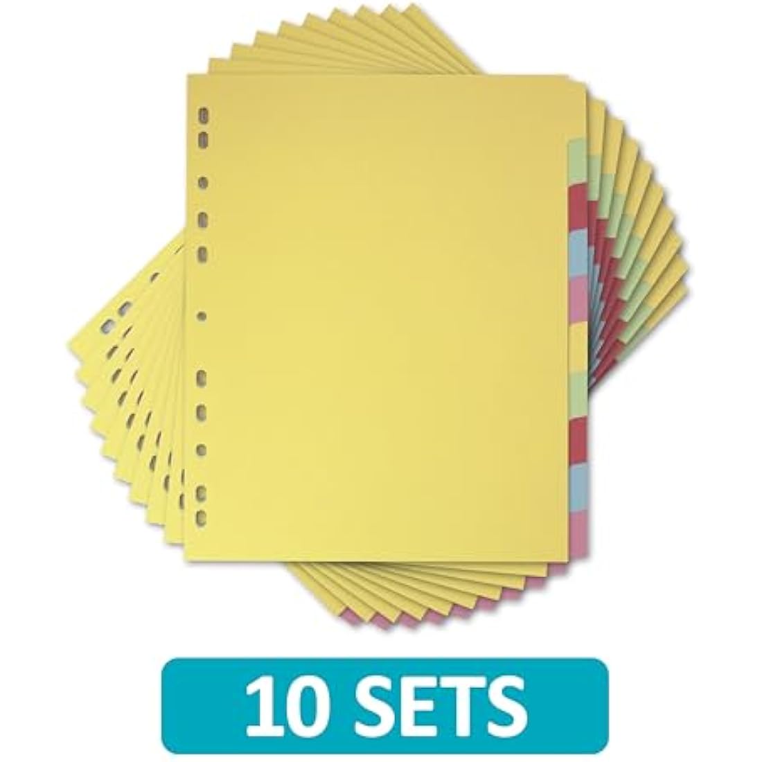 Elba A4+ Extra Wide Card Dividers | 10 Part Recycled Assorted - 10 Sets