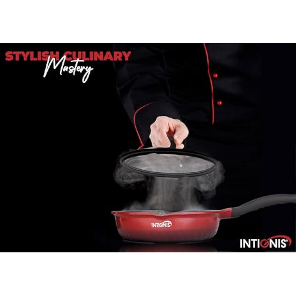 INTIGNIS 28cm Non-Stick Frying Pan with Lid – Ceramic Induction Skillet