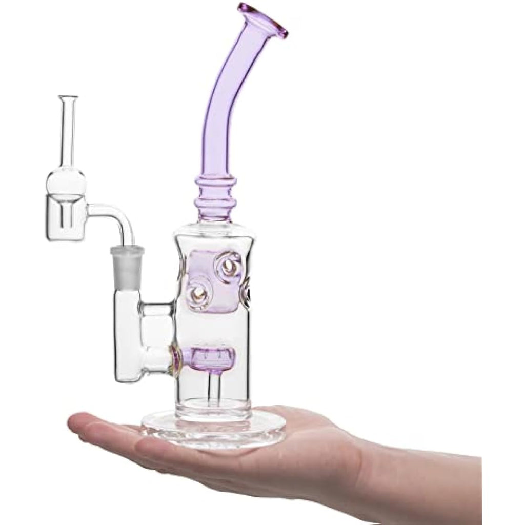 8" Glass Honeycomb Bong – Handmade Water Pipe with Banger
