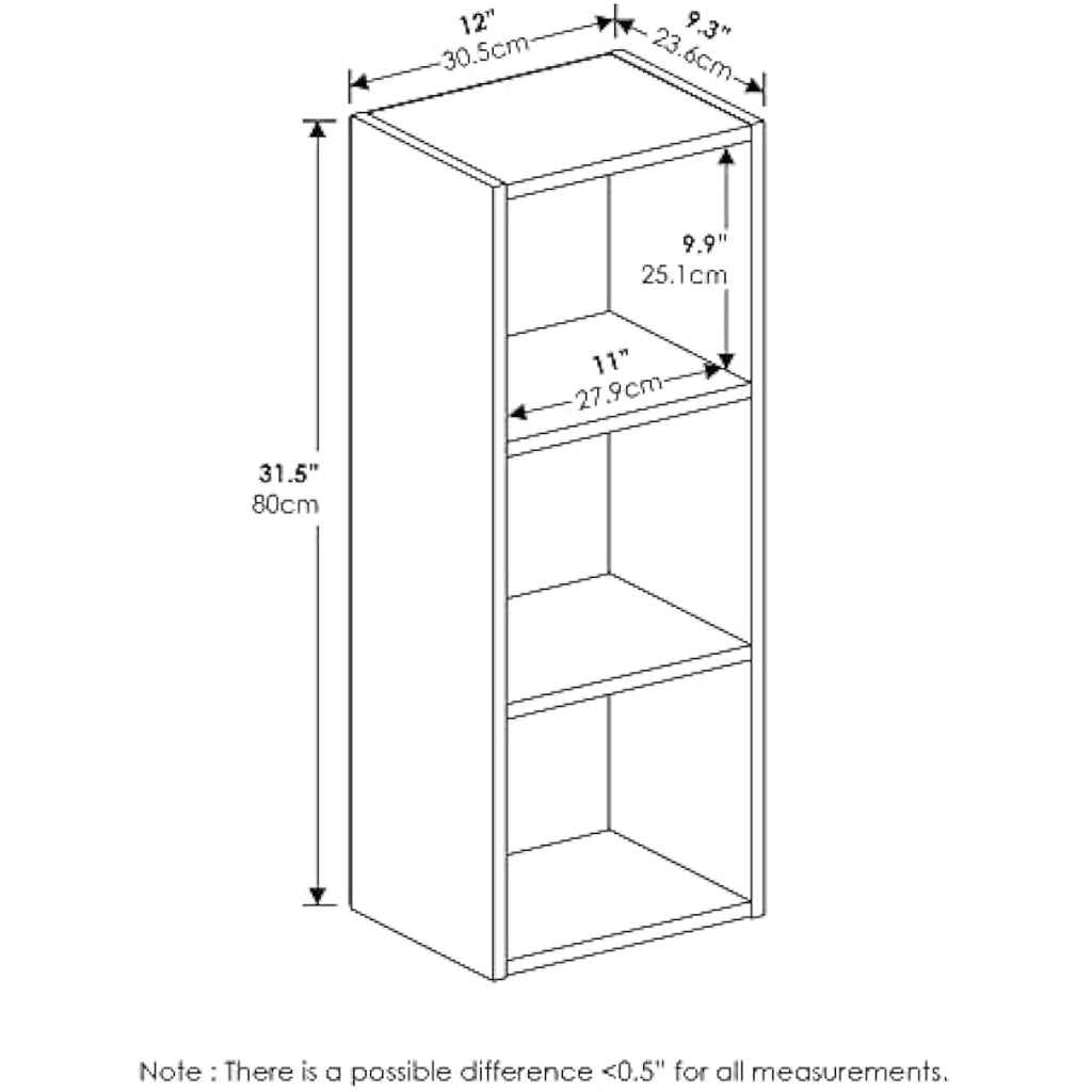Furinno Pasir 3-Tier Open Shelf Bookcase – White Composite Wood