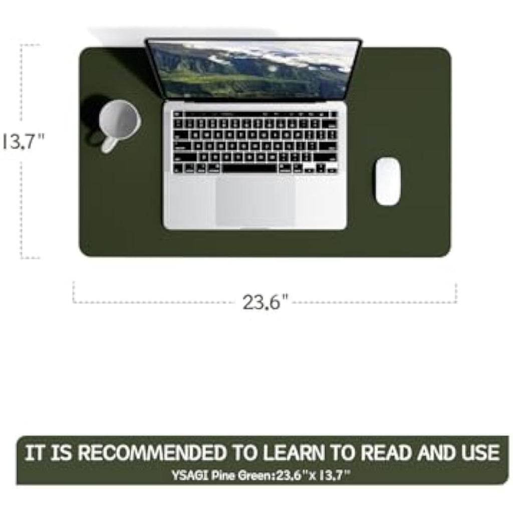 Jolof Store PVC Leather Desk Pad – Waterproof Non-Slip Mouse Mat, Pine Green