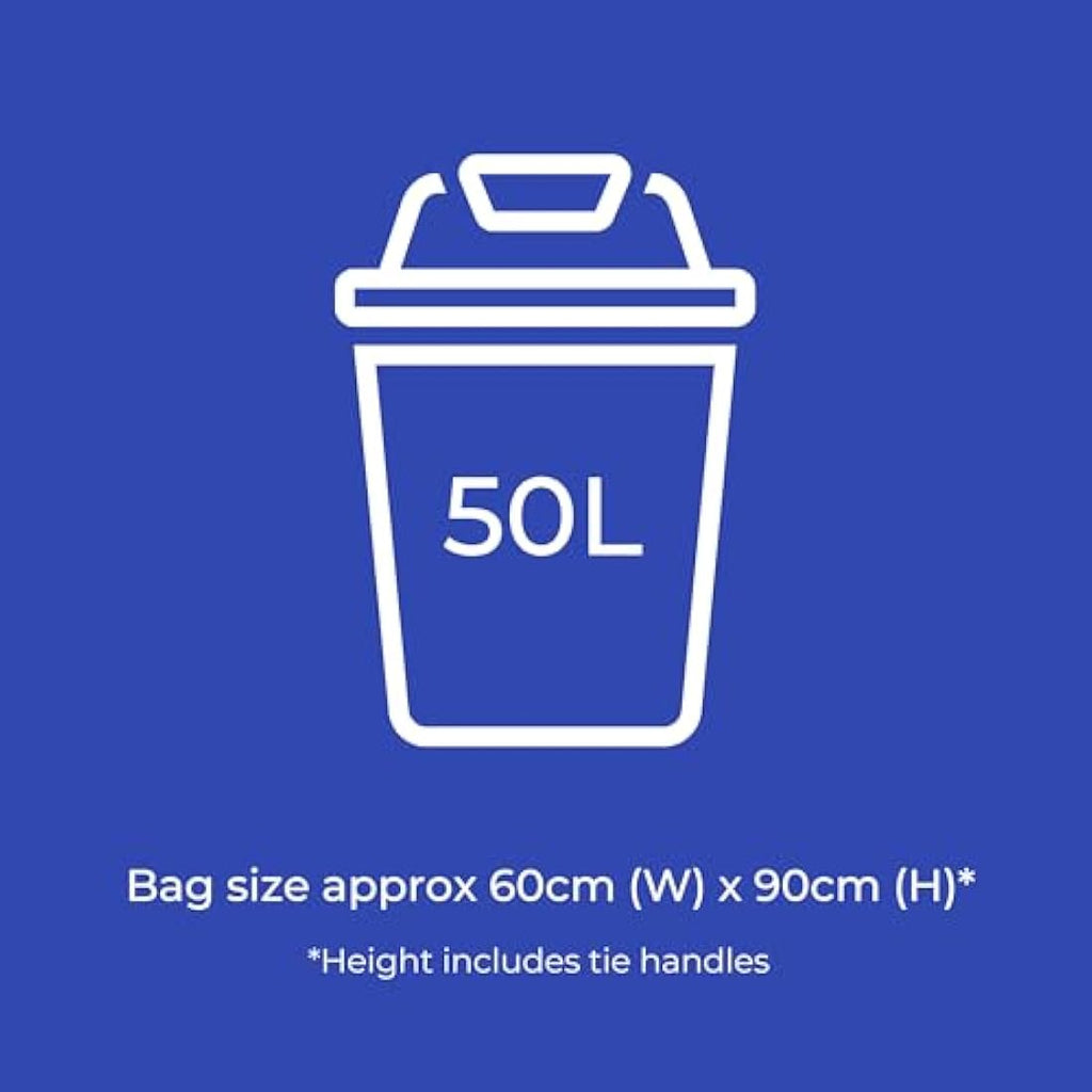 Kordis 50L Tie Handle Swing Bin Liners – 120 Heavy Duty White Bags