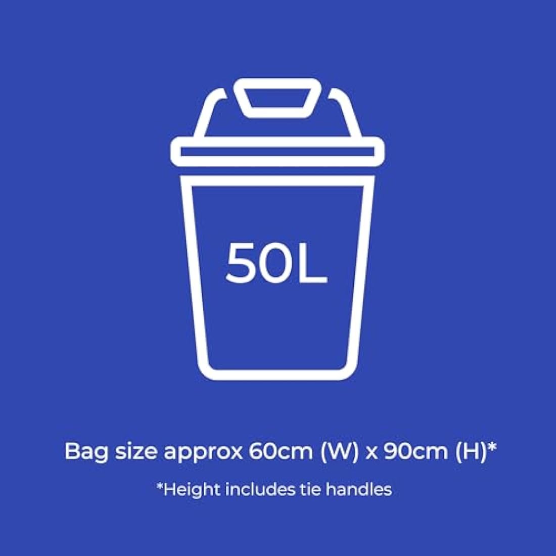 Kordis 50L Tie Handle Swing Bin Liners – 120 Heavy Duty White Bags
