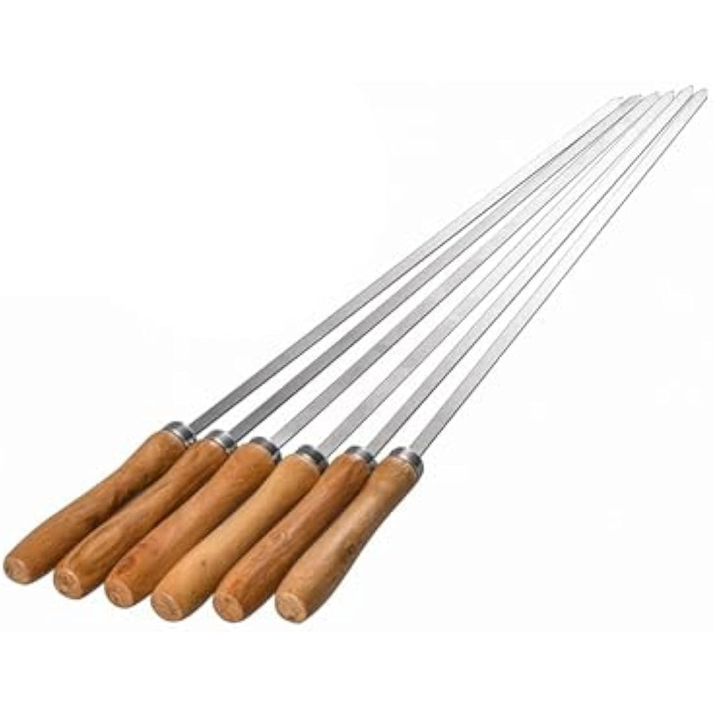 IMEEA Flat Kebab Skewers – 16.5in Stainless Steel BBQ Set with Wood Handle