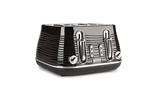 Haden Devon 4-Slice Toaster | Black Stainless Steel with Wide Slots