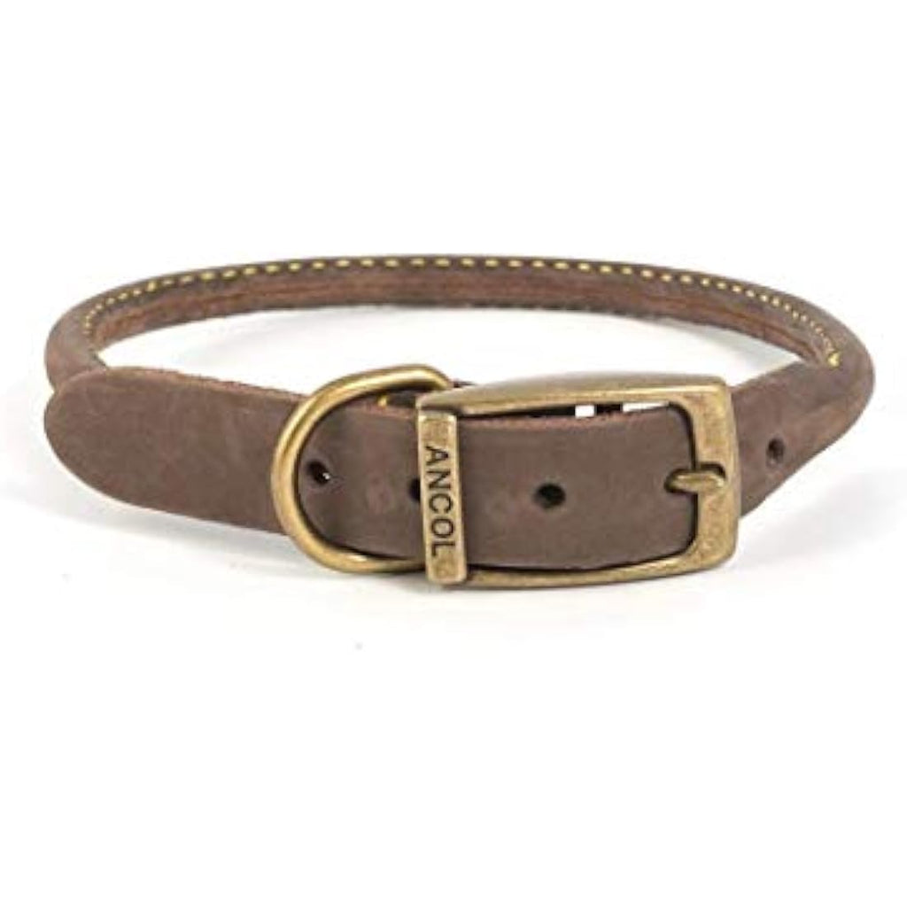 Ancol Timberwolf Round Leather Dog Collar – Blue Bridle Leather